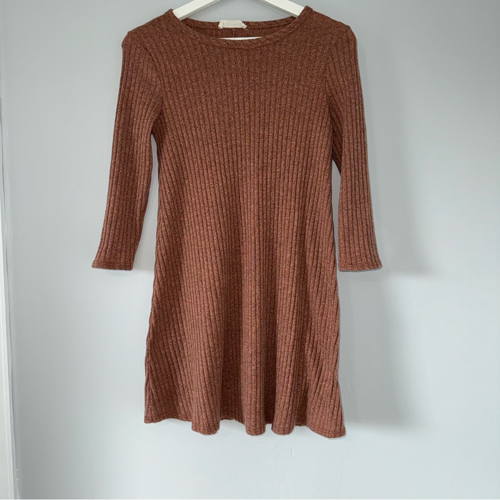 Forever Rose Terracotta Ribbed Dress